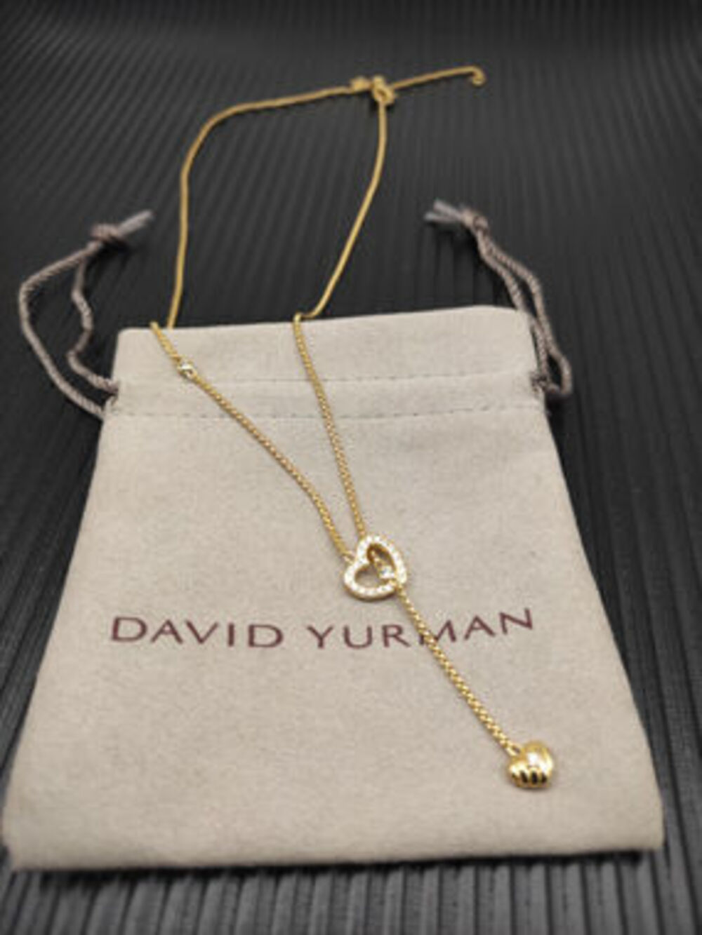 David Yurman Gold Double Heart Diamond Necklace